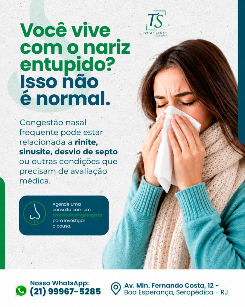 Nariz entupido com frequência? Saiba quando procurar um otorrinolaringologista
